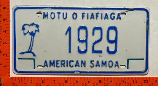 undated American Samoa #1929 Passenger License Plate