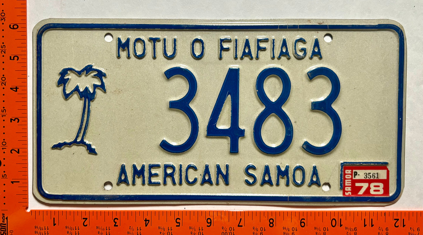 1978 American Samoa #3483 Passenger License Plate