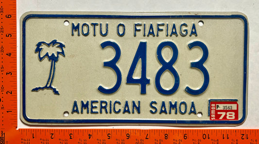 1978 American Samoa #3483 Passenger License Plate