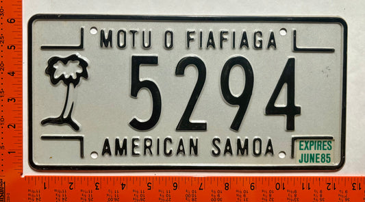 1985 American Samoa #5294 Passenger License Plate
