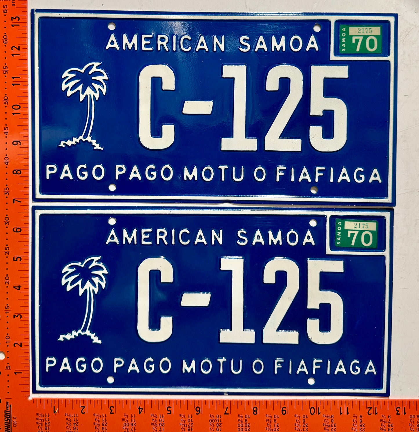1970 American Samoa #C-125 Cargo License Plate (Pair)