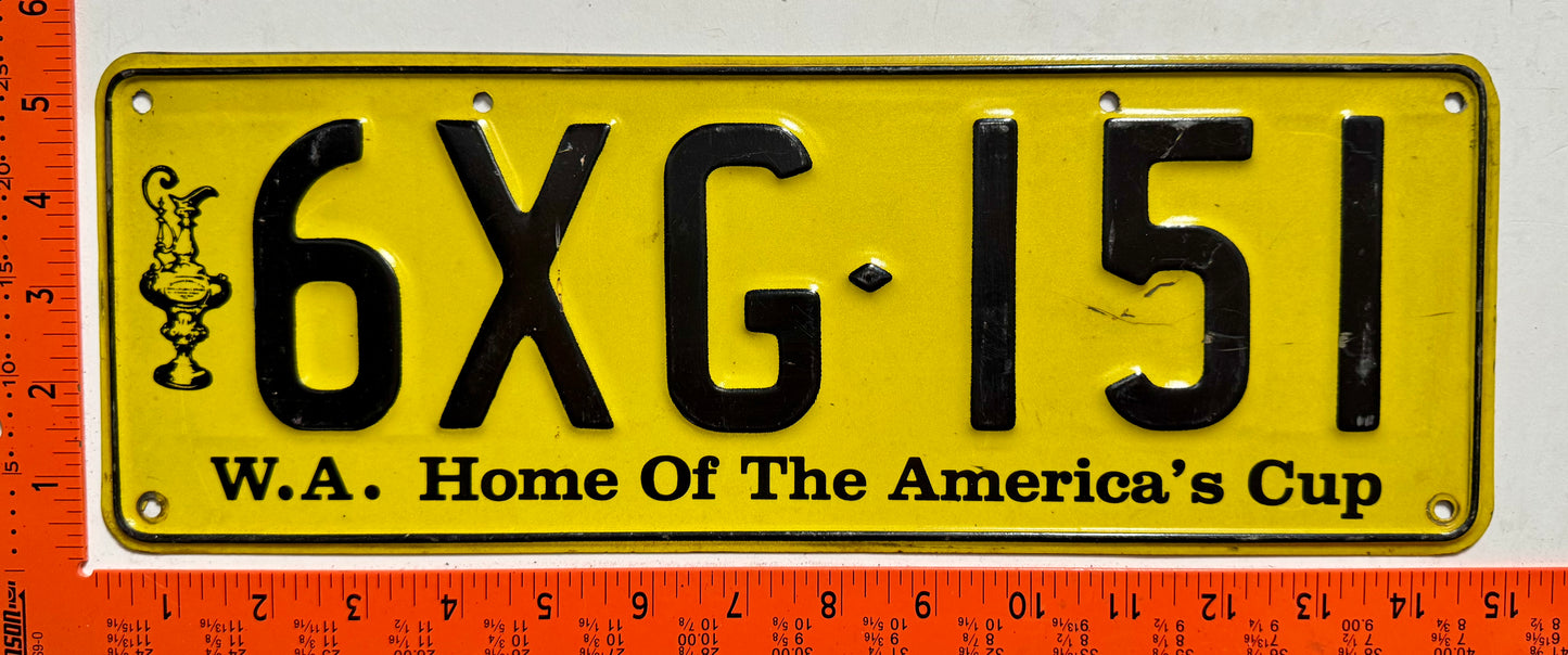 1984 base Western Australia #6XG-151 Passenger License Plate