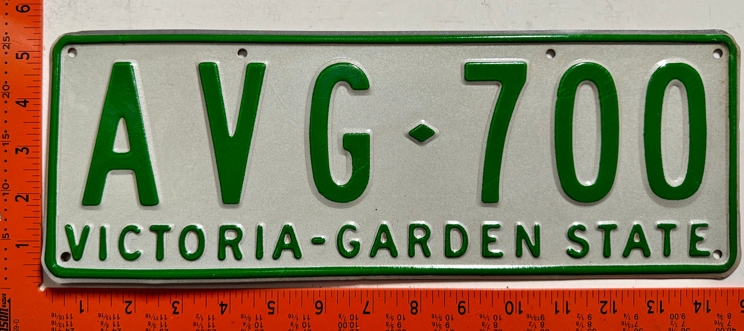 1977 base Victoria, Australia #AVG-700 Passenger License Plate