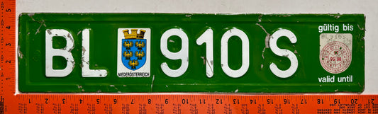 1997 Austria #BL 910 S Temporary License Plate