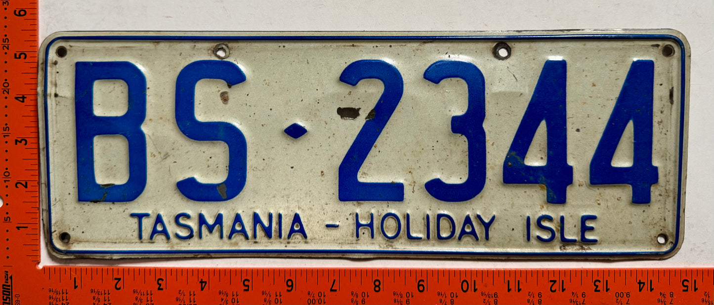 1976 base Tasmania, Australia #BS-2344 Passenger License Plate