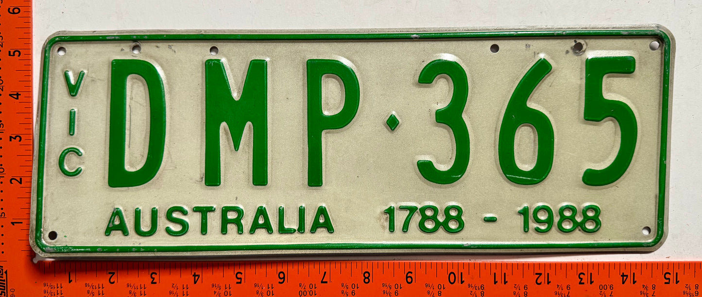 1988 base Victoria, Australia #DMP-365 Passenger License Plate
