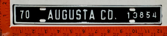 1970 Augusta County, Virginia #13854 License Plate