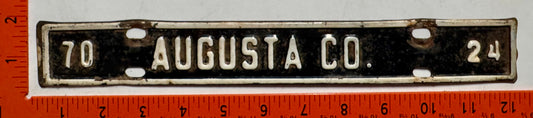 1970 Augusta County, Virginia #24 License Plate