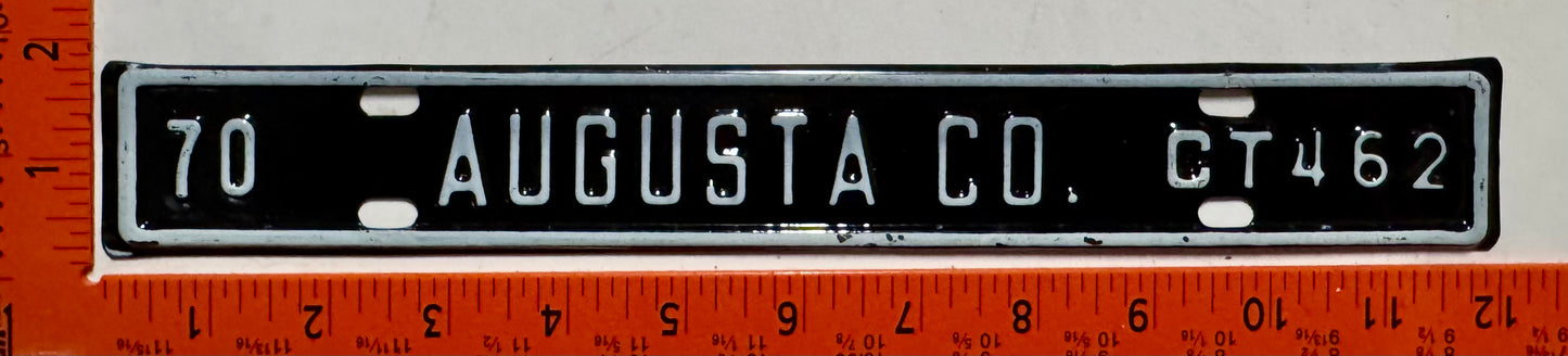 1970 Augusta County, Virginia #CT462 Trailer License Plate