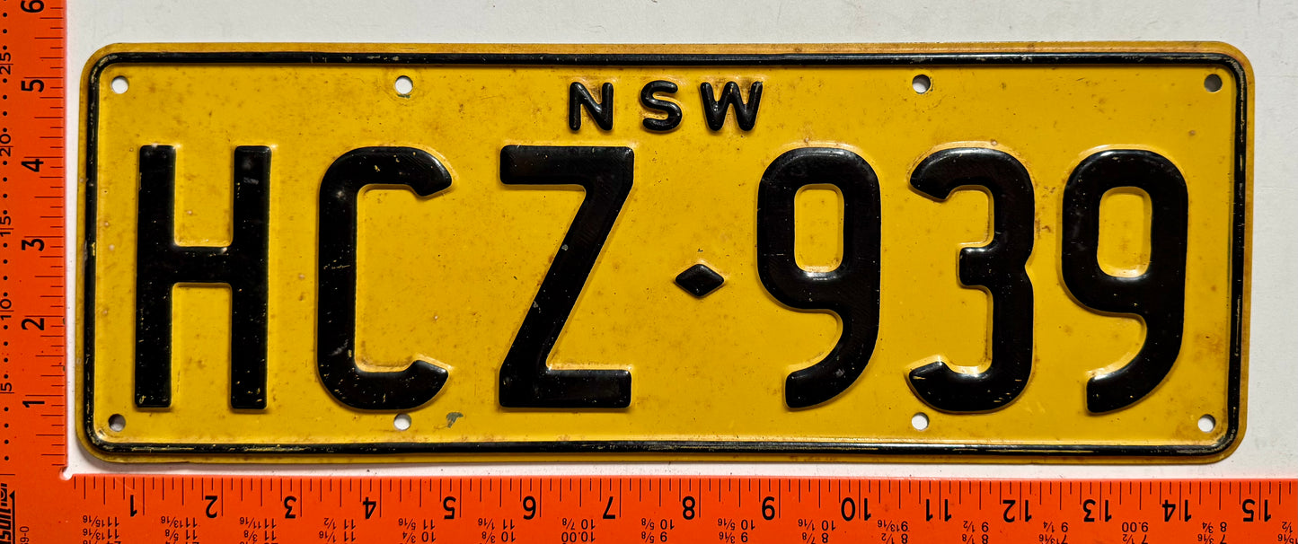 1974 series New South Wales, Australia #HCZ-939 Passenger License Plate