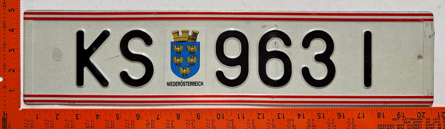 1990 base Austria #KS 9631 Passenger License Plate