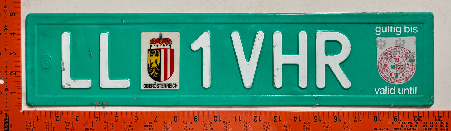 2018 Austria #LL 1VHR Temporary License Plate