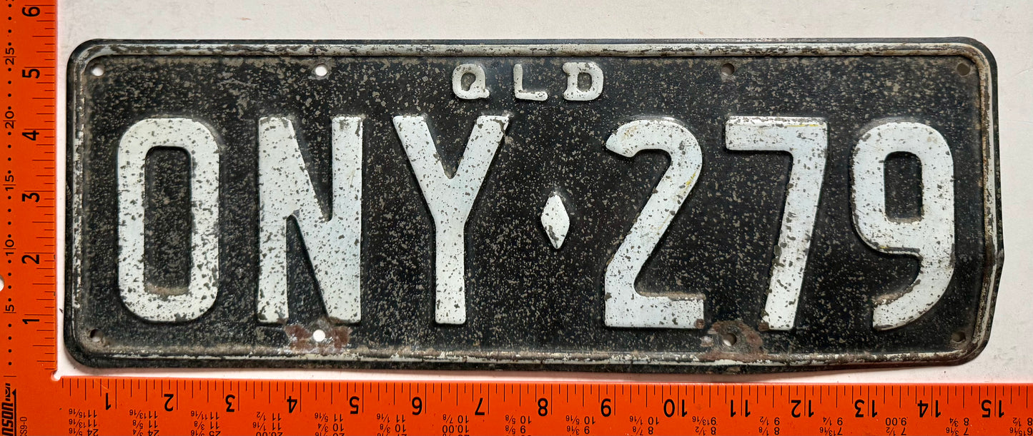 1955 base Queensland, Australia #QNY-279 Passenger License Plate
