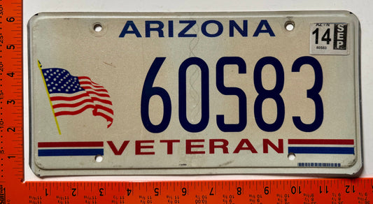 2014 Arizona #60S83 Veteran License Plate
