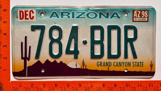 1998 Arizona #784-BDR Passenger License Plate