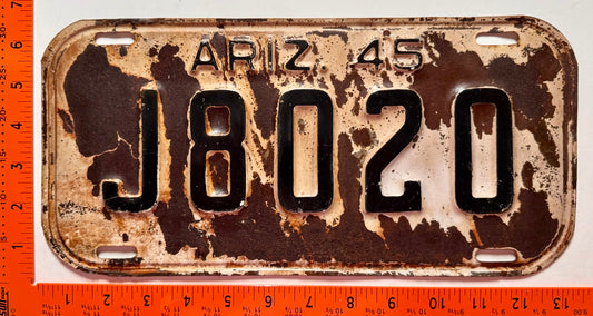 1945 Arizona #J8020 Passenger License Plate