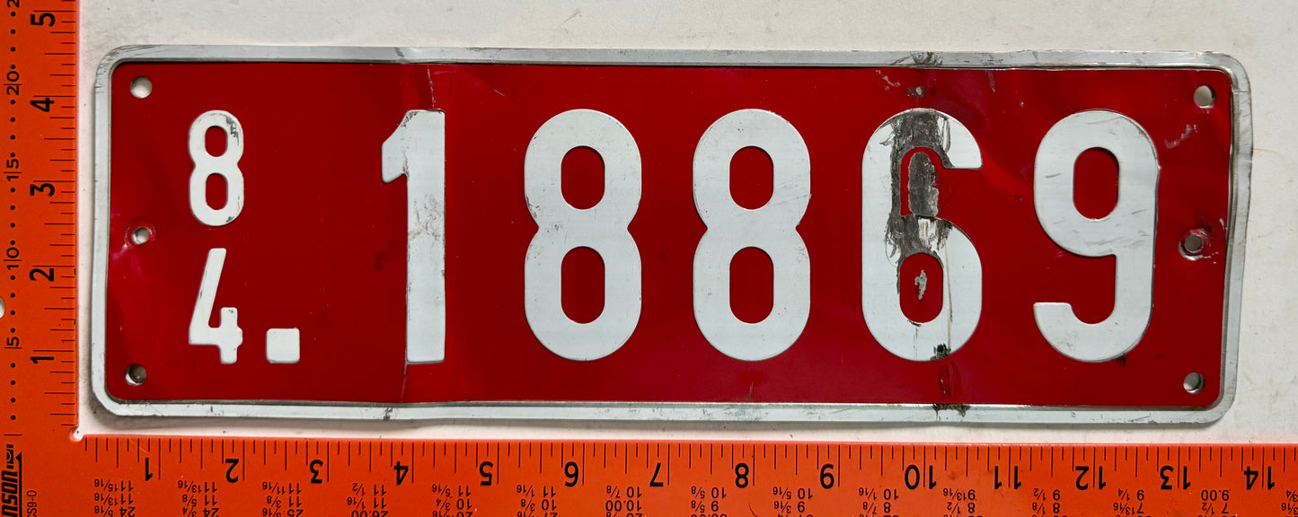 1984 Belgium #18869 Temporary License Plate