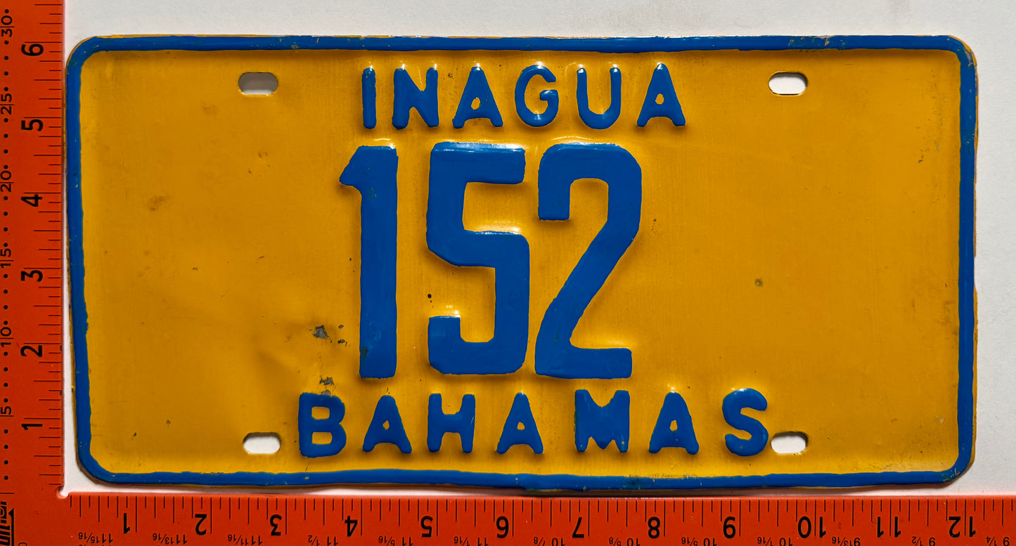 1981 base Inagua, Bahamas #152 Passenger License Plate
