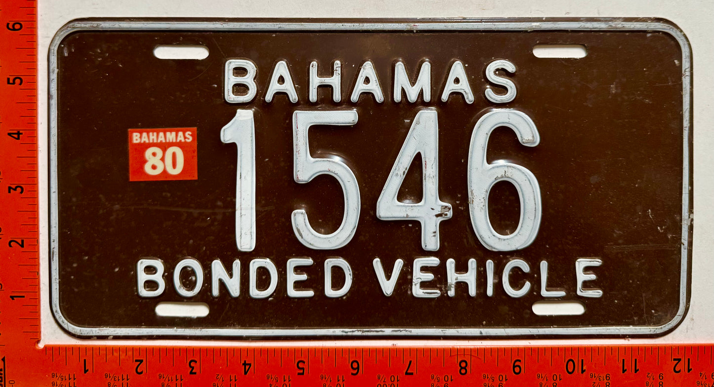 1980 Bahamas #1546 Bonded Vehicle License Plate