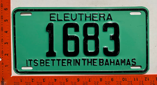 1977 Eleuthera, Bahamas #1683 Passenger License Plate