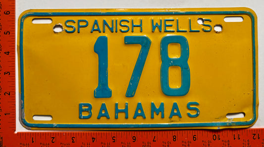 1976 Spanish Wells, Bahamas #178 Passenger License Plate