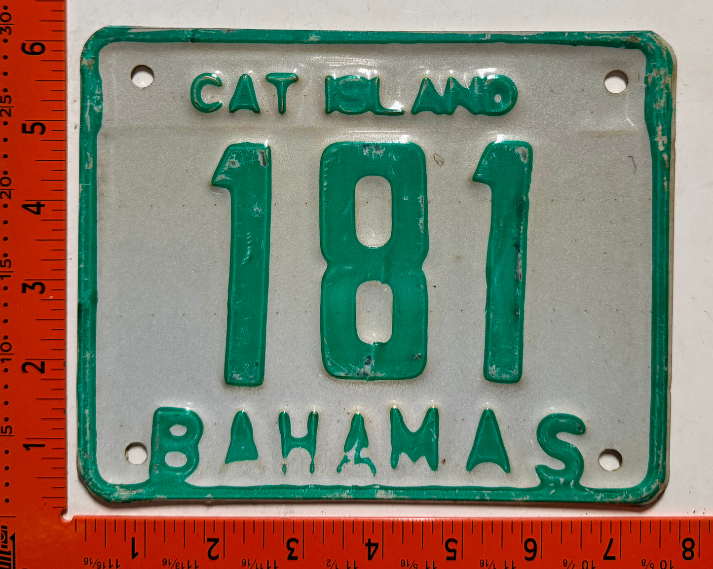1983 base Cat Island, Bahamas #181 Motorcycle License Plate