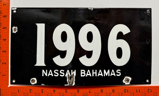 1950s Nassau, Bahamas #1996 Passenger License Plate (Porcelain)