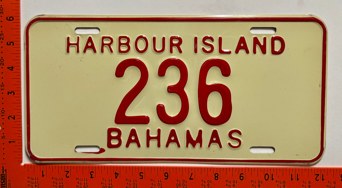 1978 base Harbour Island, Bahamas #236 Passenger License Plate