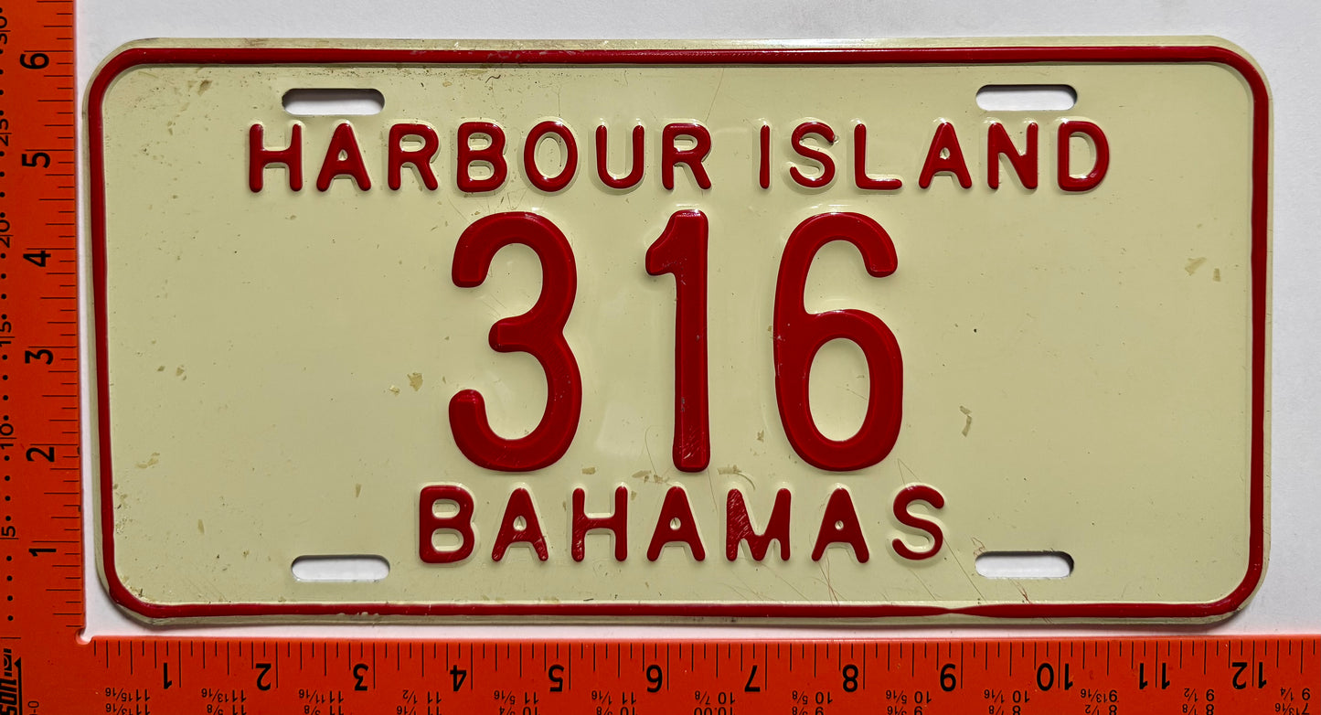 1978 base Harbour Island, Bahamas #316 Passenger License Plate
