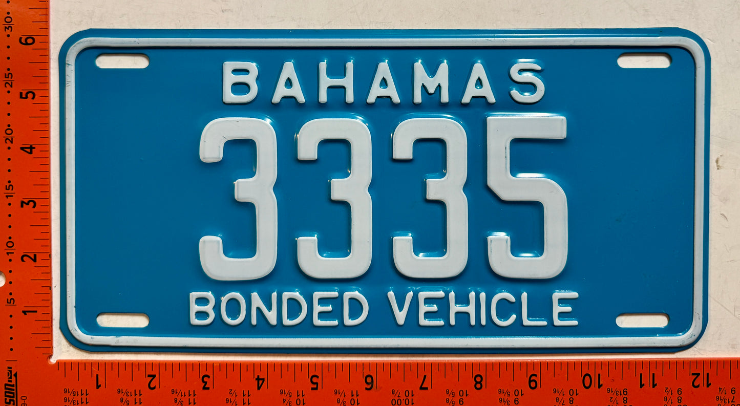 1981 base Bahamas #3335 Bonded Vehicle License Plate
