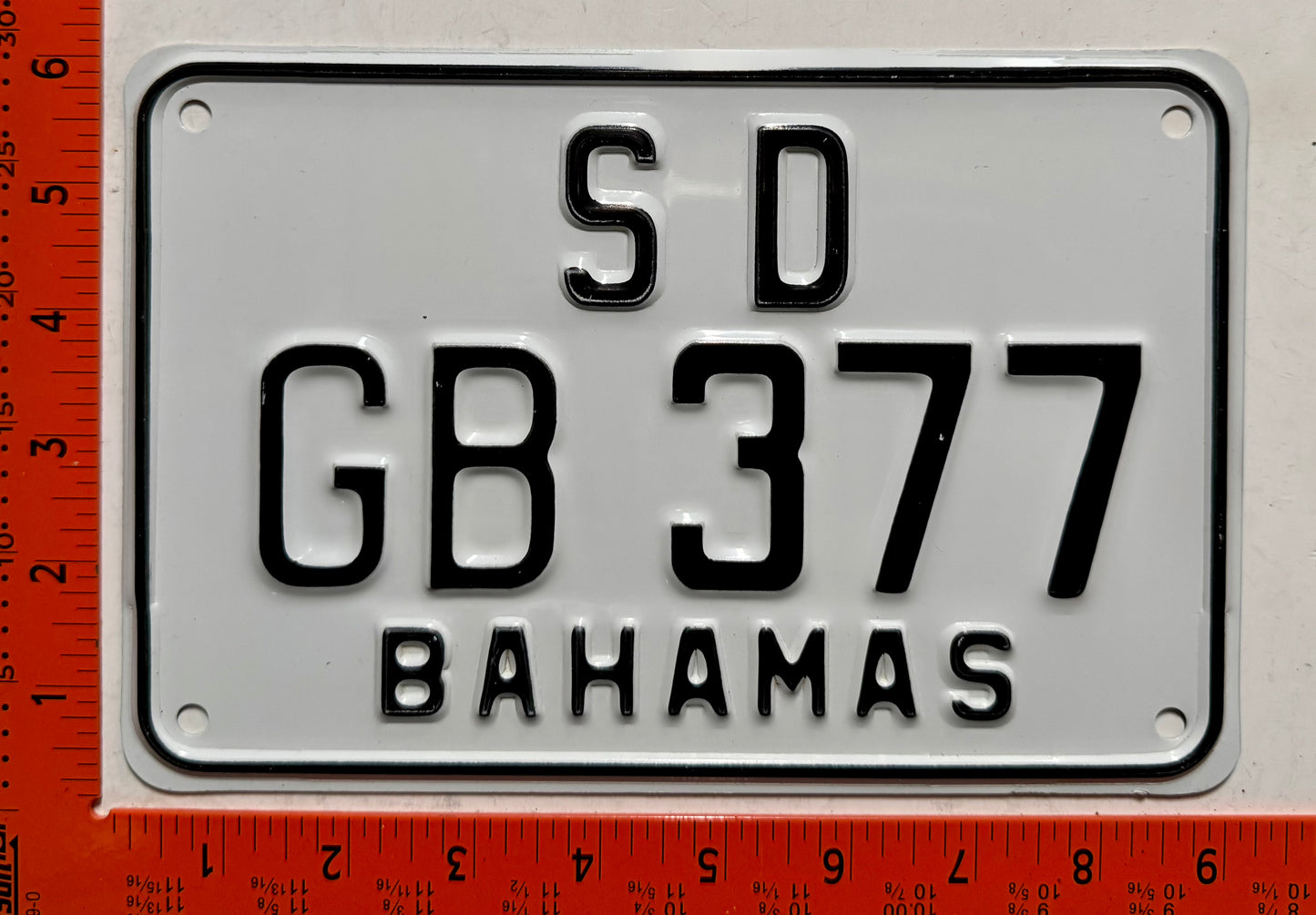 undated Grand Bahama, Bahamas #GB 377 Rental Motorcycle License Plate