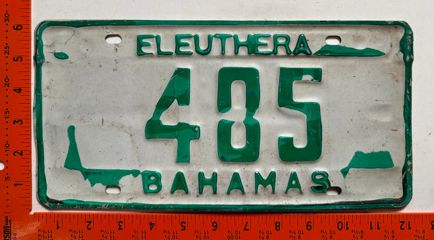 1983 base Eleuthera, Bahamas #485 Passenger License Plate