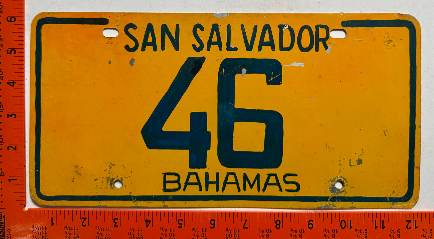 undated San Salvador, Bahamas #46 Passenger Replacement License Plate