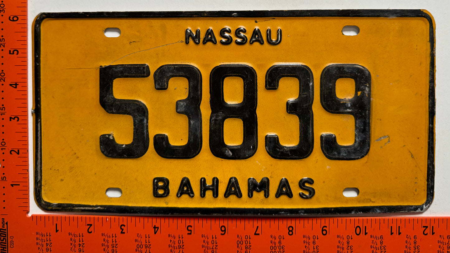 1987 base Nassau, Bahamas #53839 Passenger License Plate