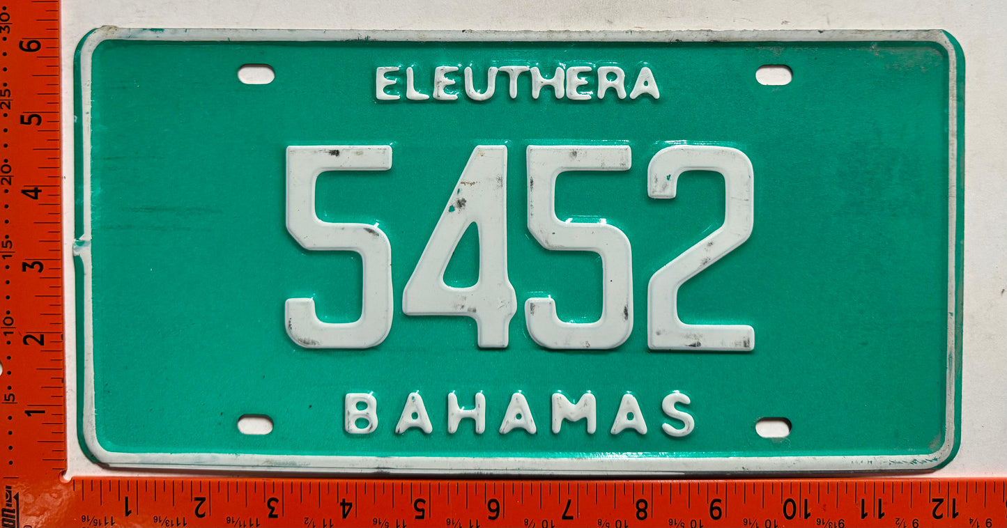 1990 base Eleuthera, Bahamas #5452 Passenger License Plate