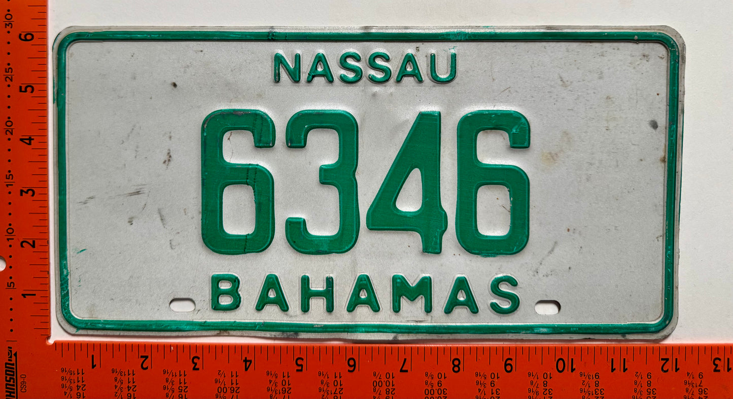 1983 base Nassau, Bahamas #6346 Passenger License Plate