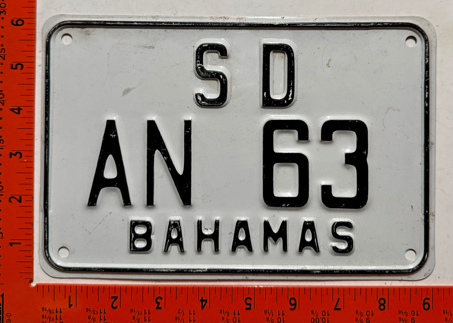 undated Andros, Bahamas #AN 63 Rental Motorcycle License Plate
