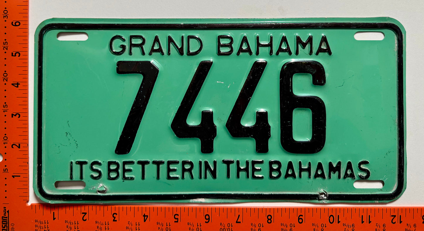 1977 Grand Bahama, Bahamas #7446 Passenger License Plate