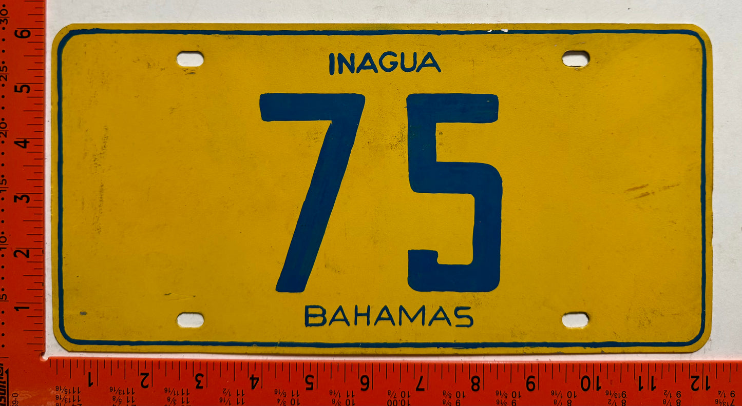 undated Inagua, Bahamas #75 Passenger Replacement License Plate