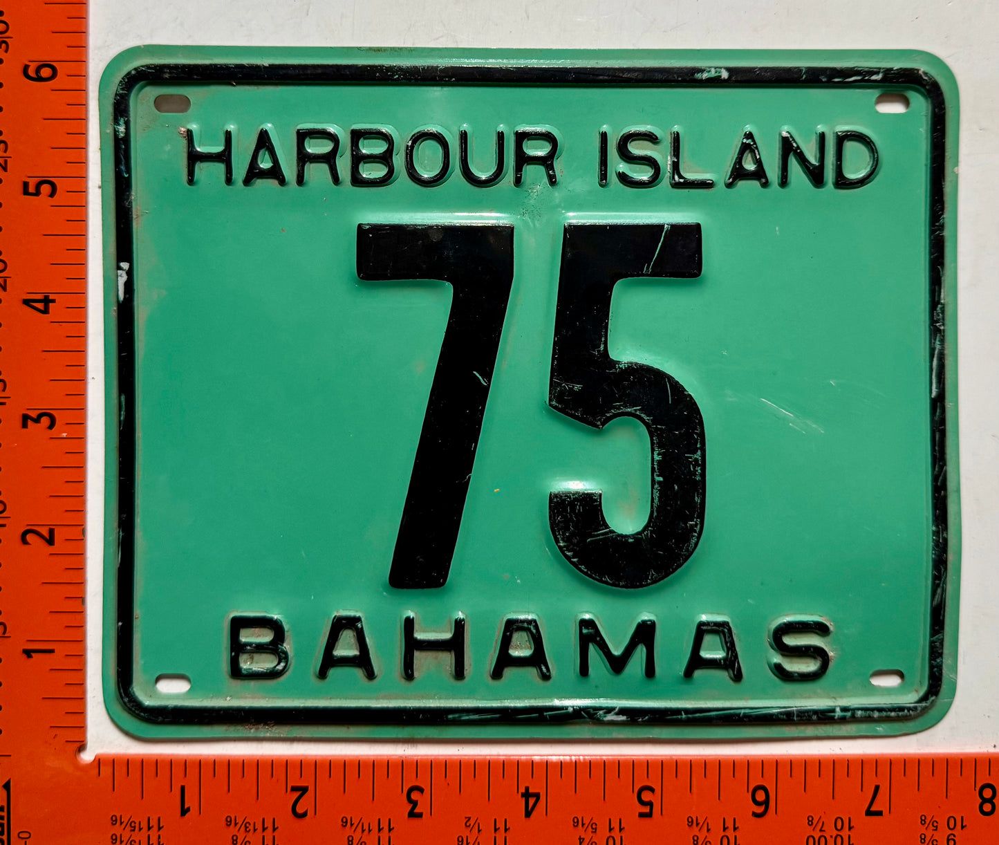 1977 Harbour Island, Bahamas #75 Motorcycle License Plate