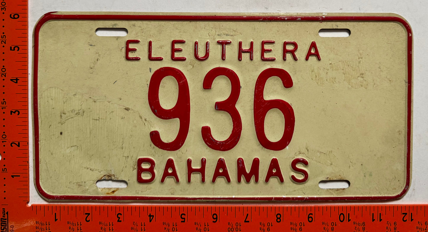 1978 base Eleuthera, Bahamas #936 Passenger License Plate