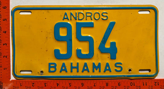 1976 Andros, Bahamas #954 Passenger License Plate