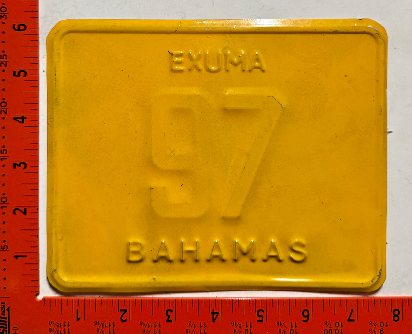 undated Exuma, Bahamas #97 Motorcycle License Plate