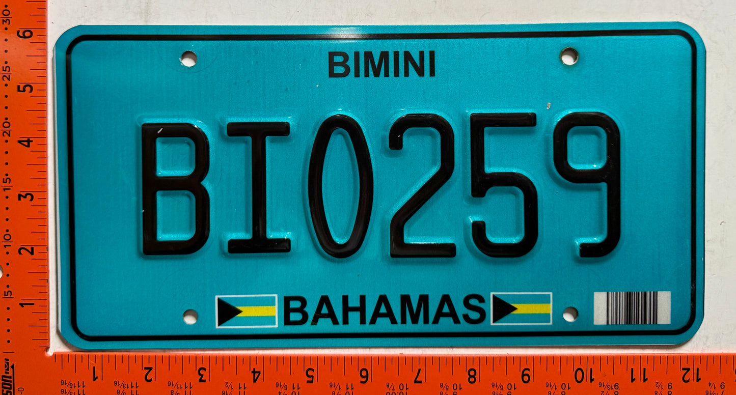 2016 series Bimini, Bahamas #BI0259 Passenger License Plate