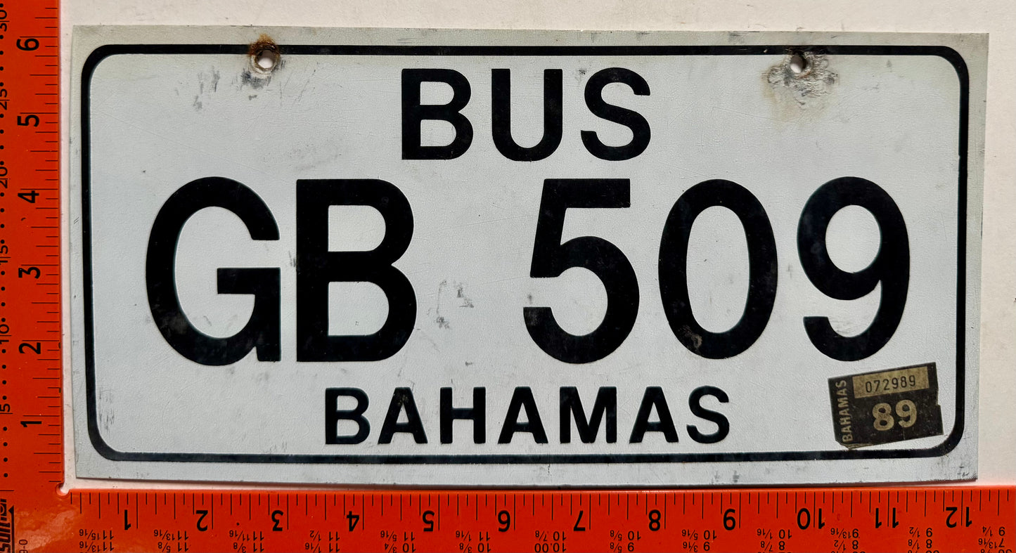 1989 Grand Bahama, Bahamas #GB 509 Bus License Plate