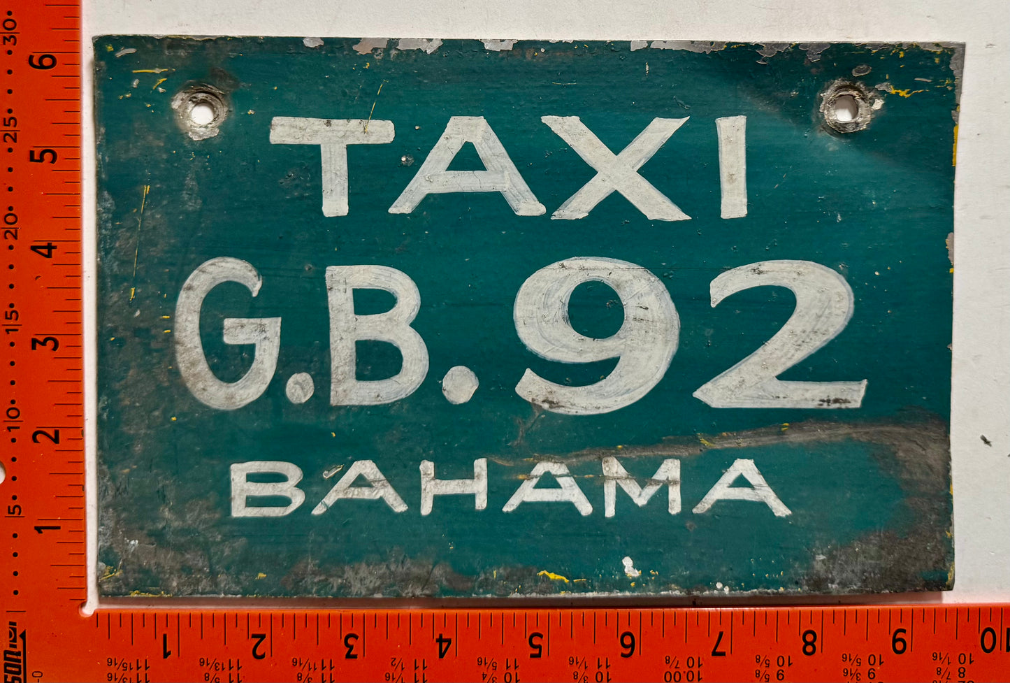 undated Grand Bahama, Bahamas #GB92 Taxi License Plate