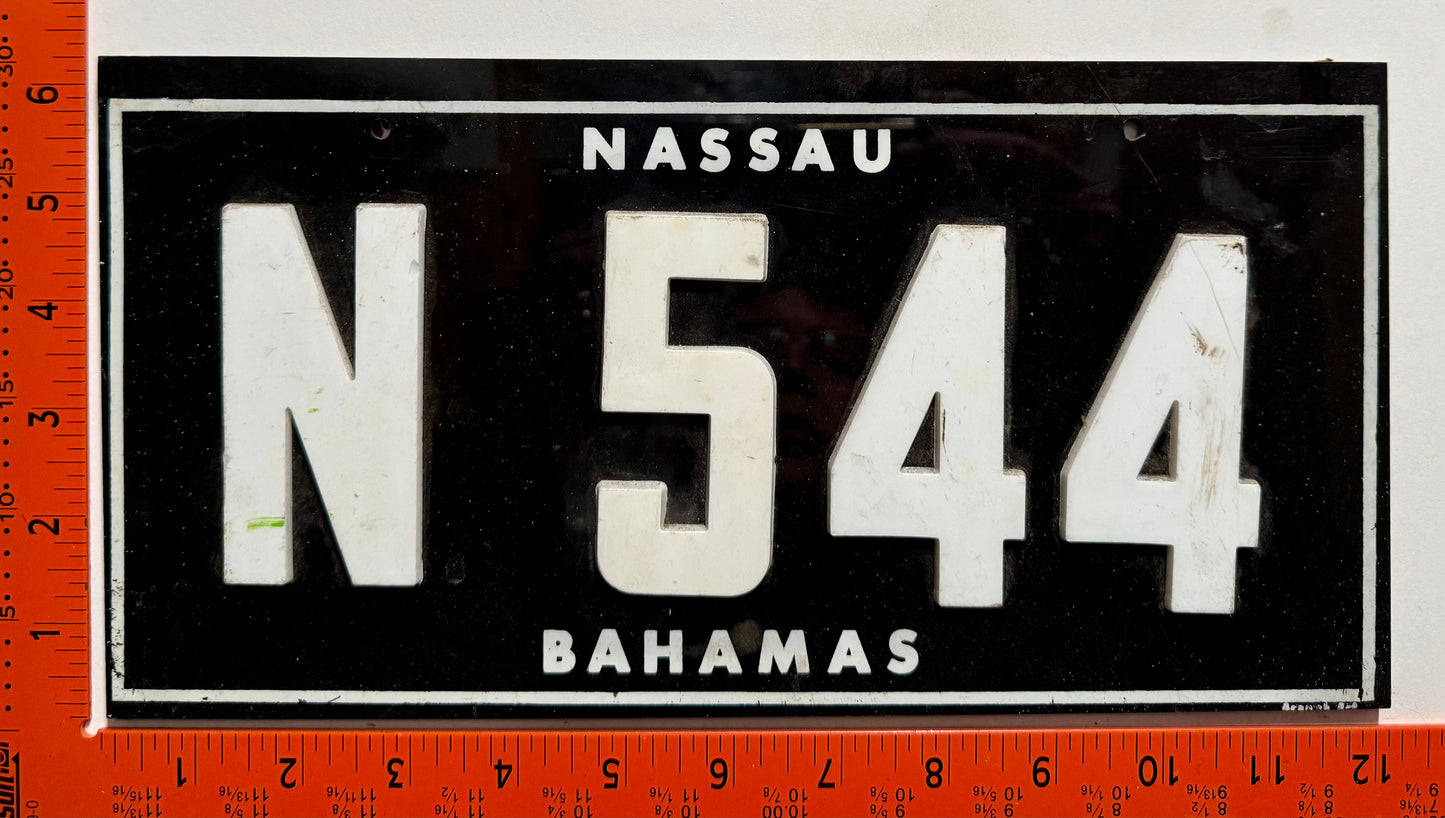 1960s Nassau, Bahamas #N 544 Passenger License Plate