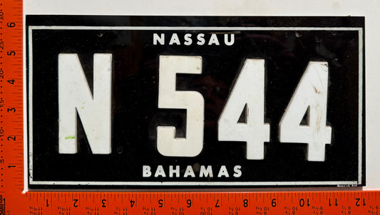 1960s Nassau, Bahamas #N 544 Passenger License Plate