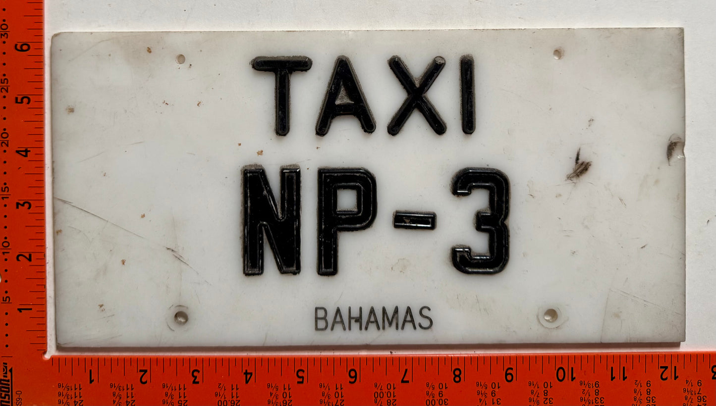 undated Nassau, Bahamas #NP-3 Taxi License Plate
