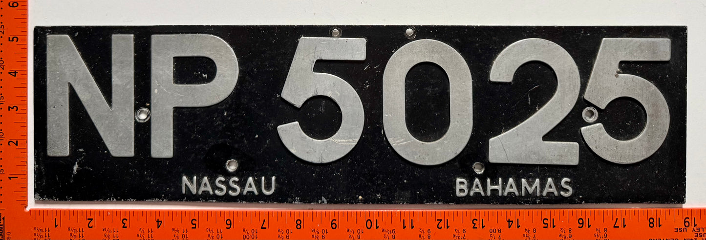1960s Nassau, Bahamas #NP 5025 Passenger License Plate